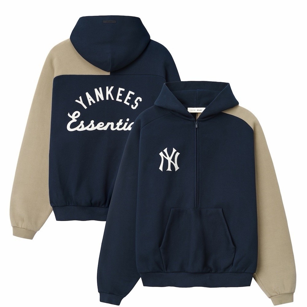 New York Yankees x Fear of God Essentials 3XL Half-Zip Raglan Sport Hoodie